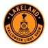 Logo for Lakeland Halloween Light Show with a train and ghost design on an orange background.